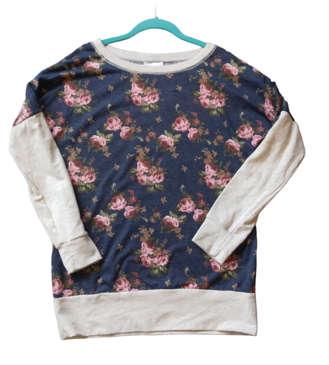 SOME Threads - Floral on Navy Sweater