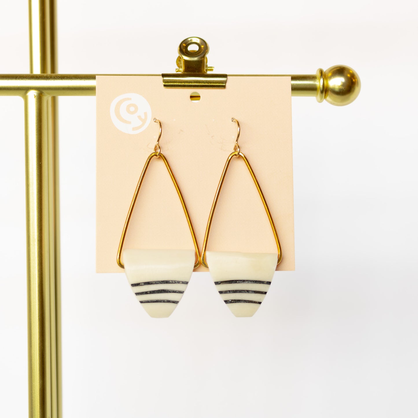 Coy Jewelry - Black & White Carved Bone Earrings