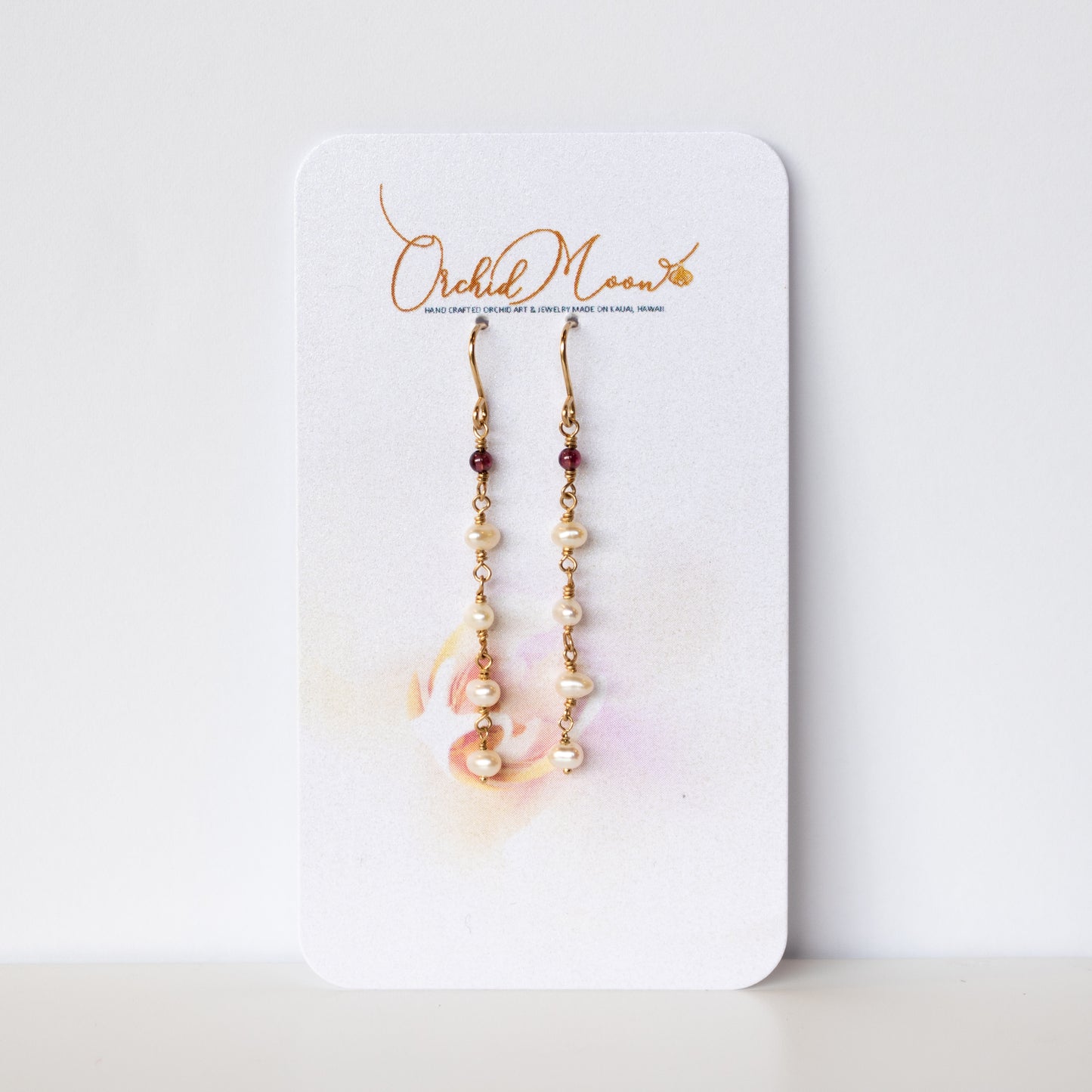 Orchid Moon - Tourmaline & Pearl Earrings