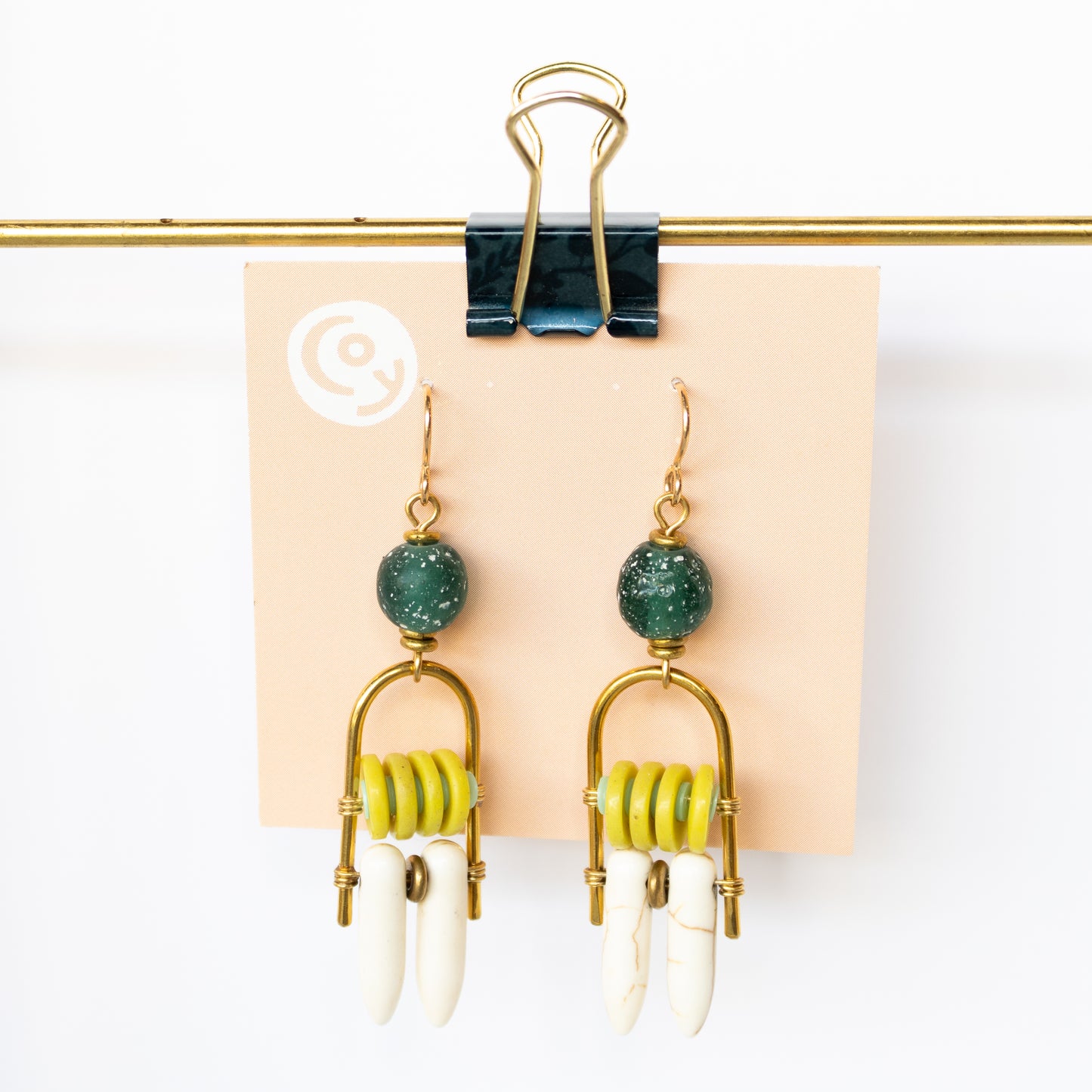 Coy Jewelry - Long Green and Yellow Earrings