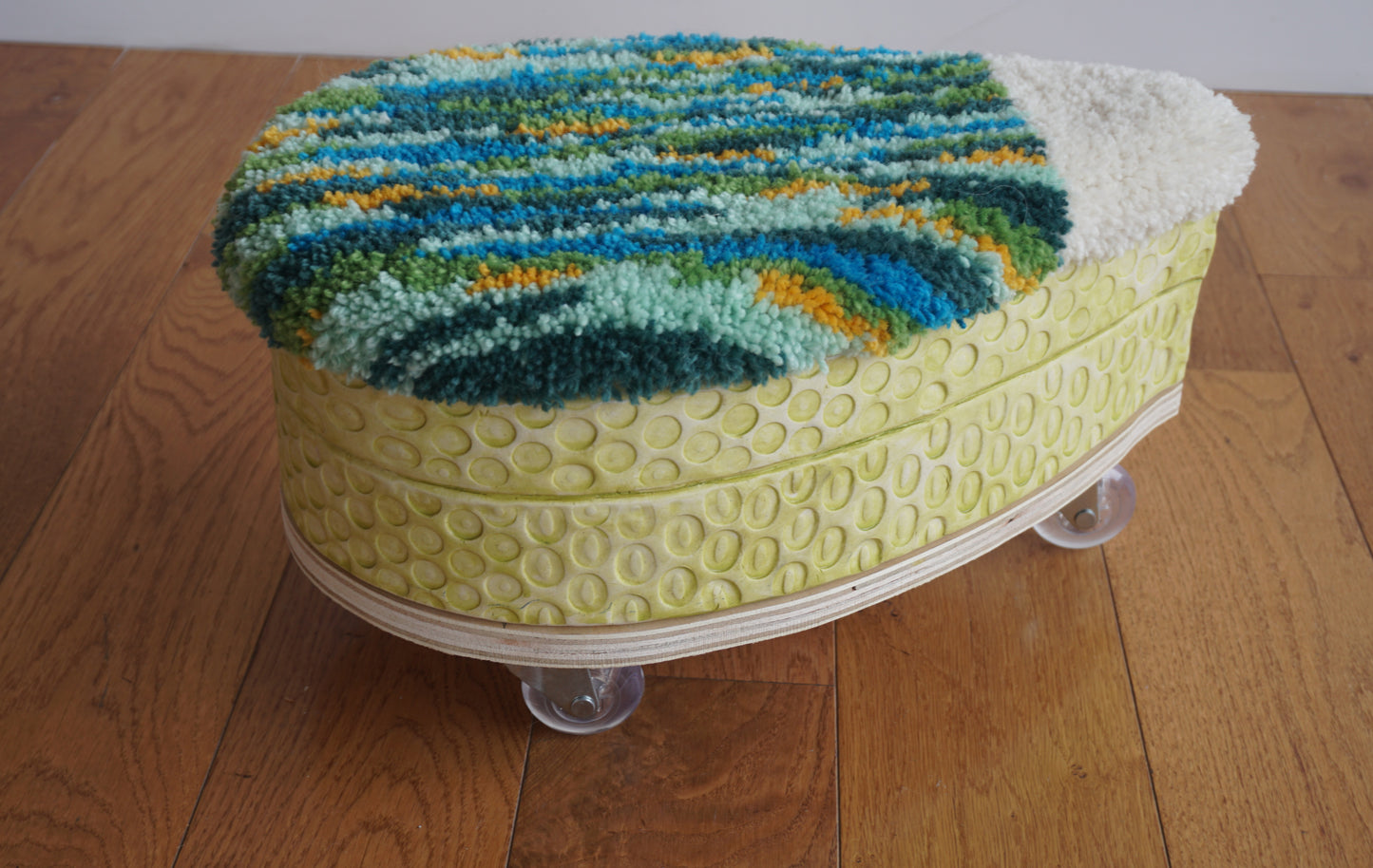 Lisa Nappa - Mint and Peacock Blue Footstool
