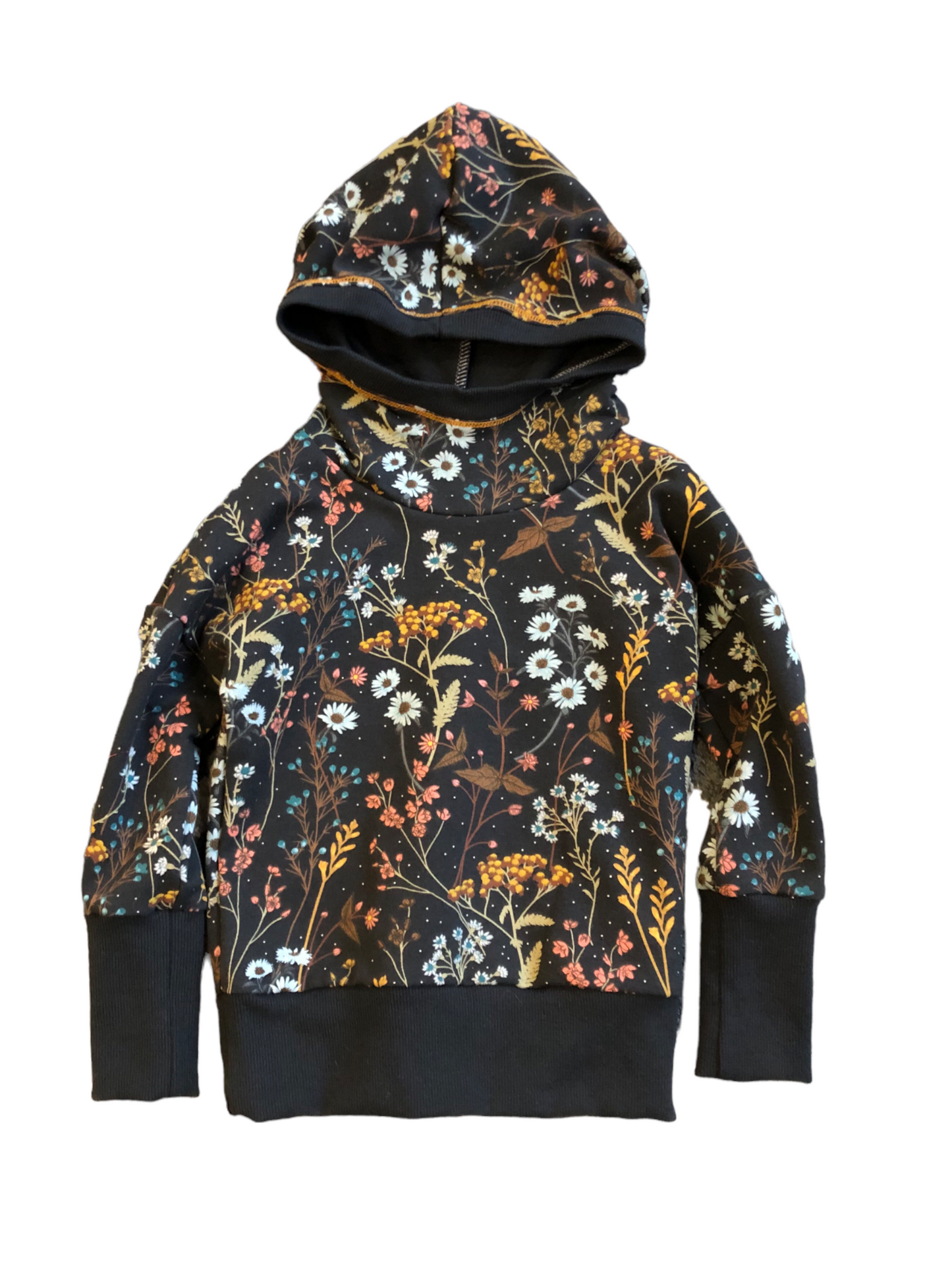 SOME Threads - Baby Hoodie Wildflower print on charcoal