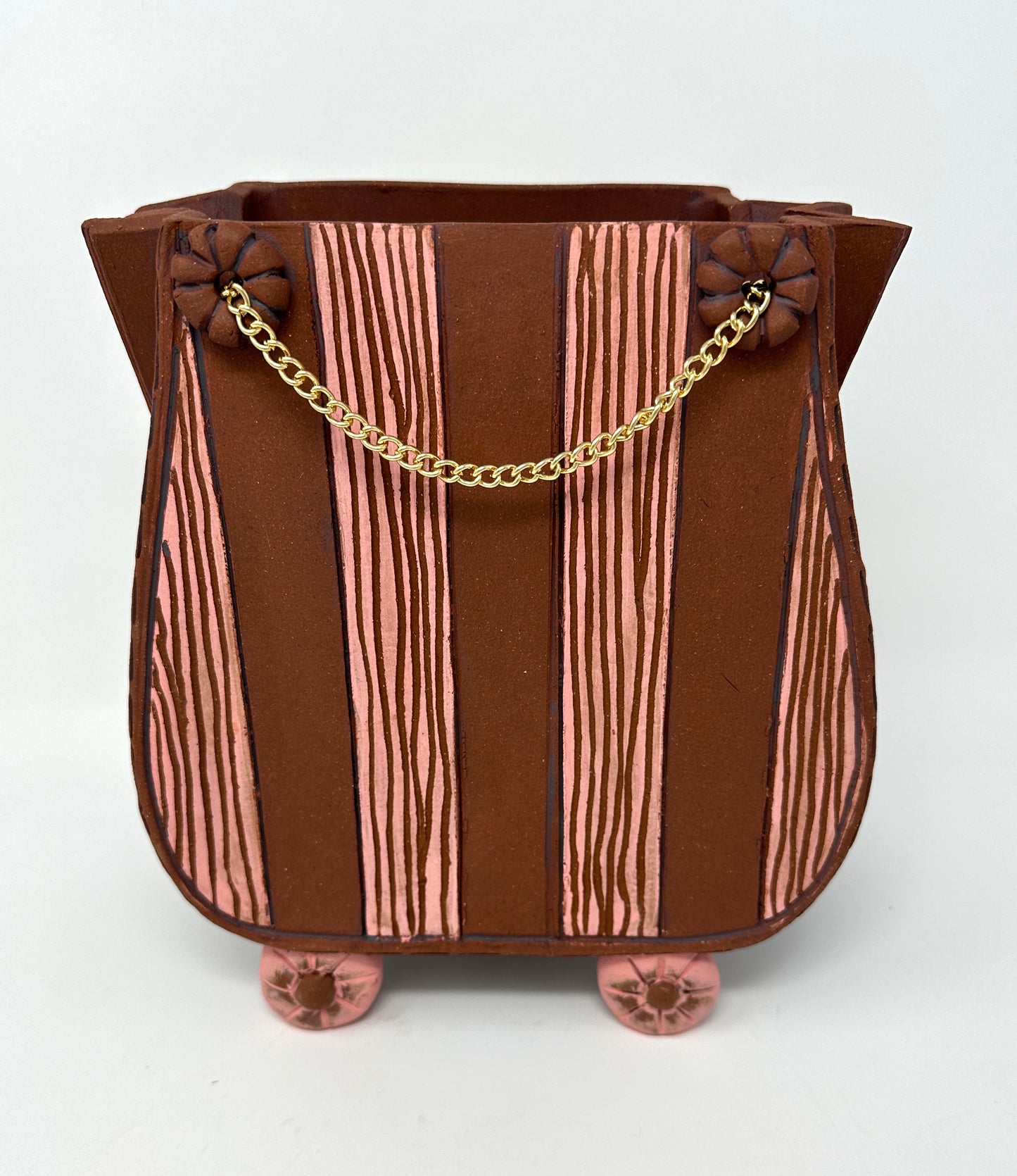 Louise Marie Schollaert - Planter Purse, Red, Pink, & Green
