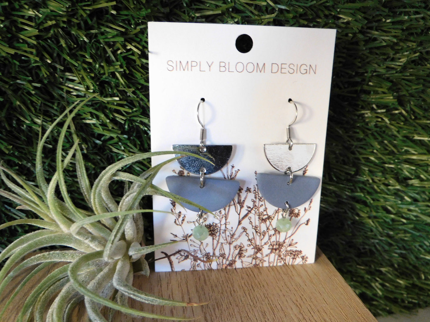 Simply Bloom - Slate Blue with Silver Accent Semi Circles