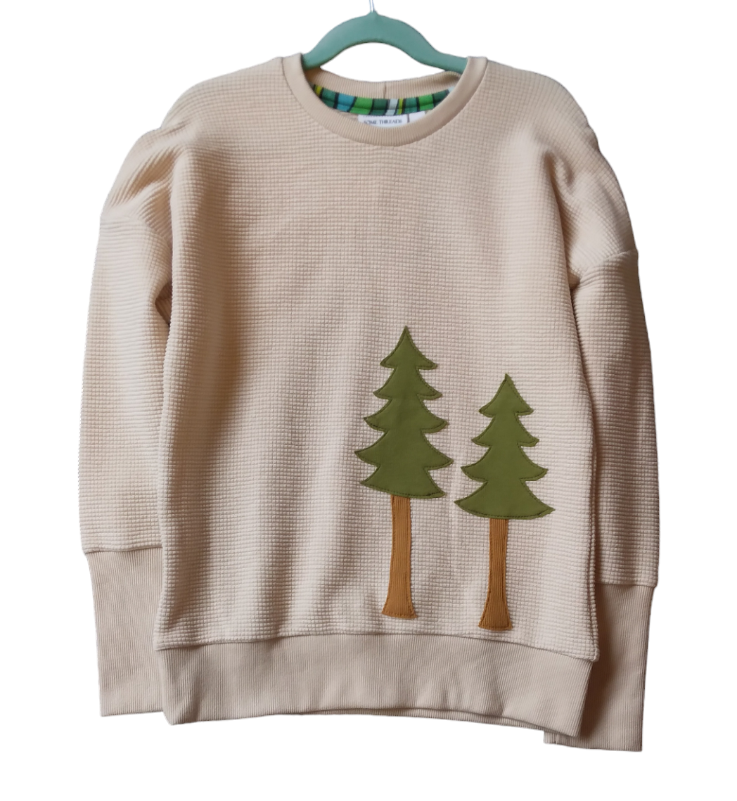 SOME Threads - Cream Pine Tree Sweater