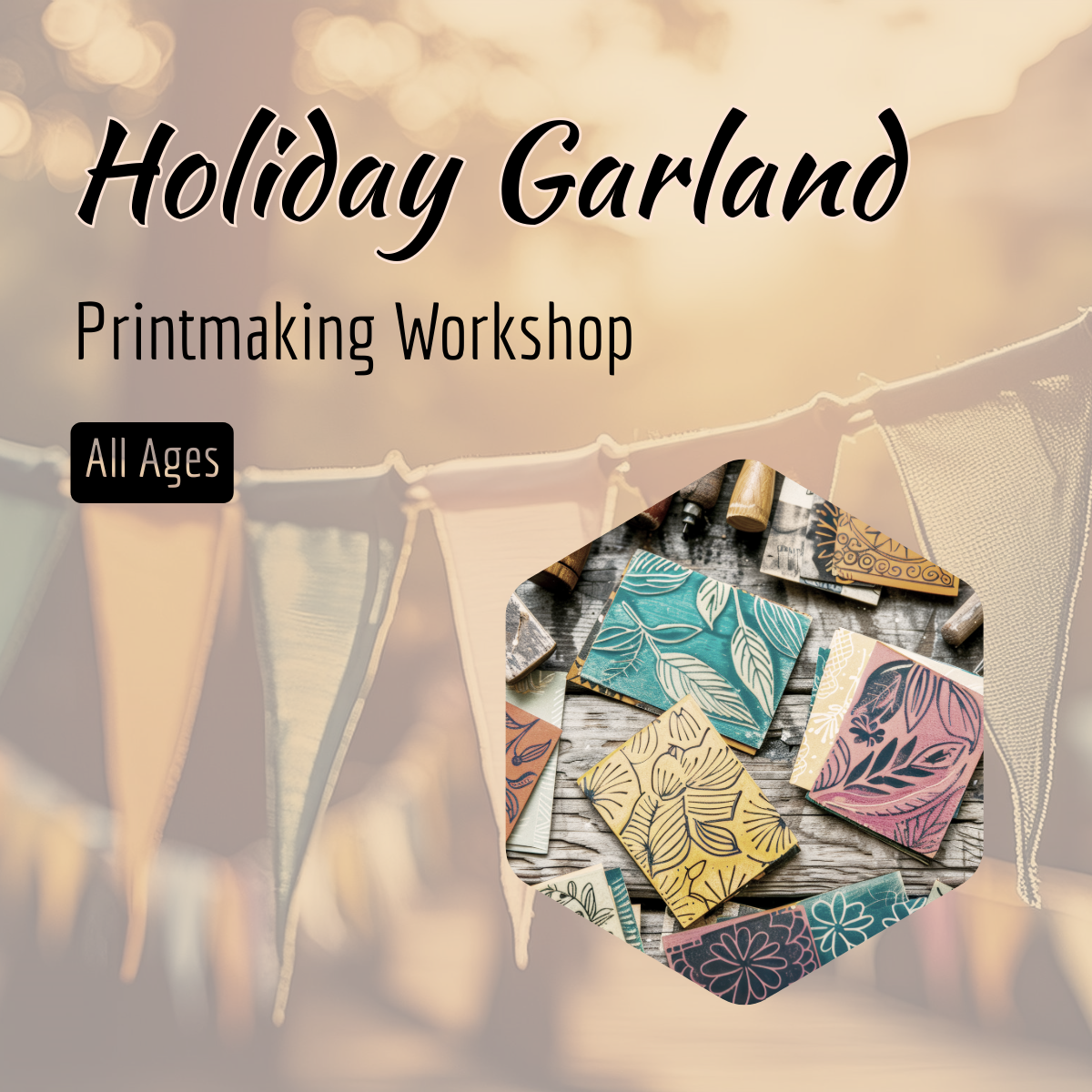 Holiday Garland Printmaking Workshop | All Ages | Bethany | November 14th