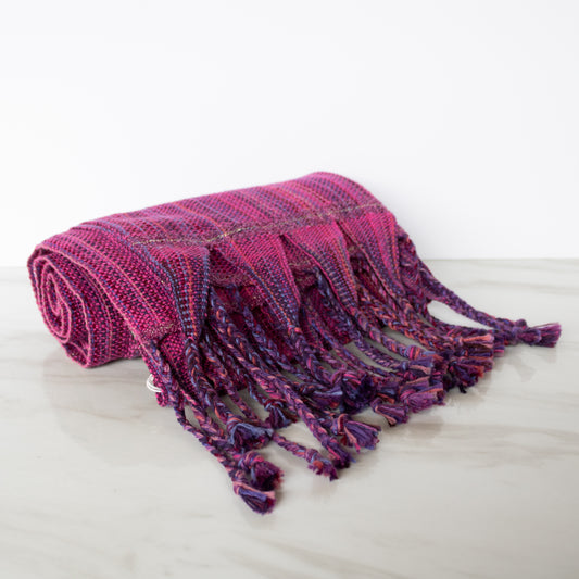 Blue Lupine Fibers - Pink Sky at Night Handwoven Wrap Scarp