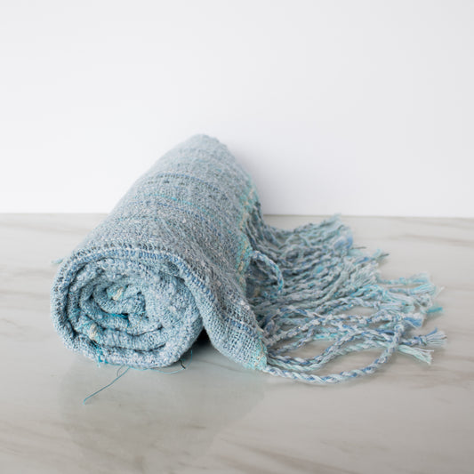 Blue Lupine Fibers - Forget Me Not Handwoven Wrap Scarp