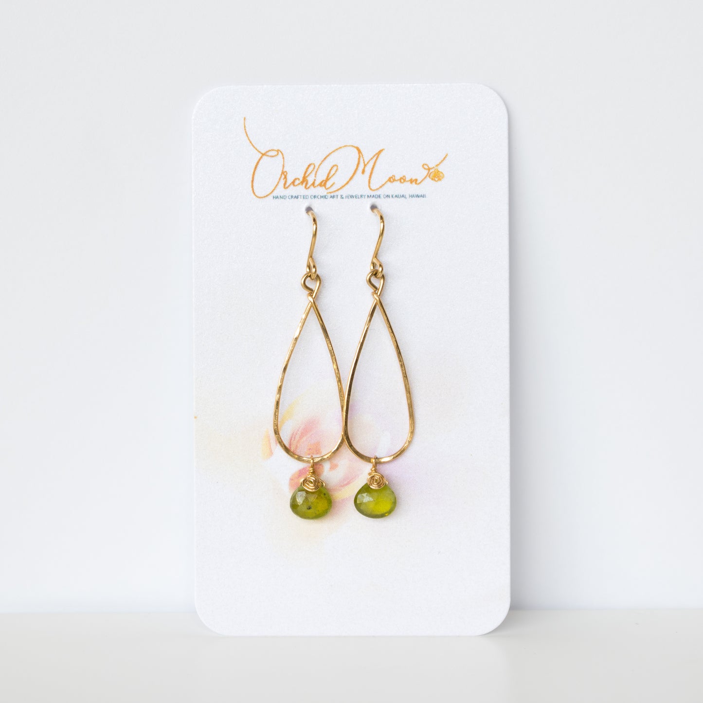 Orchid Moon - Forest Green Vesuvianite Spiral Hoop Earrings