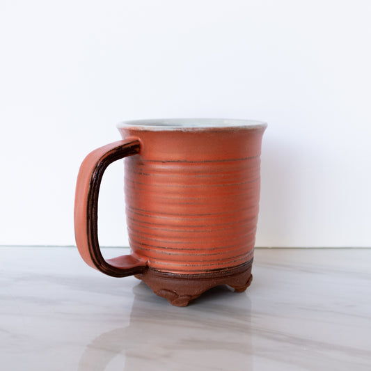 Louise Schollaert - Personality Mug Red Clay and Pink Glaze Line Texture