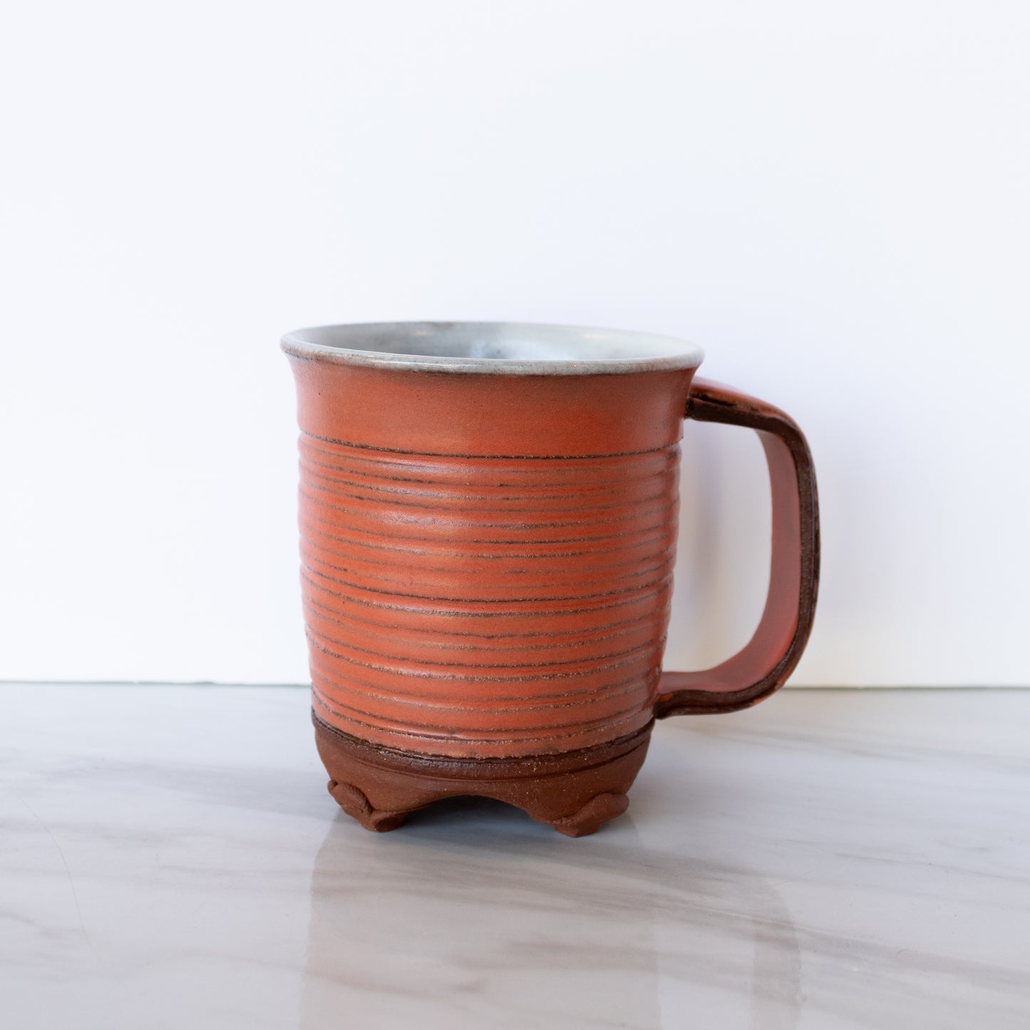 Louise Schollaert - Personality Mug Red Clay and Pink Glaze Line Texture