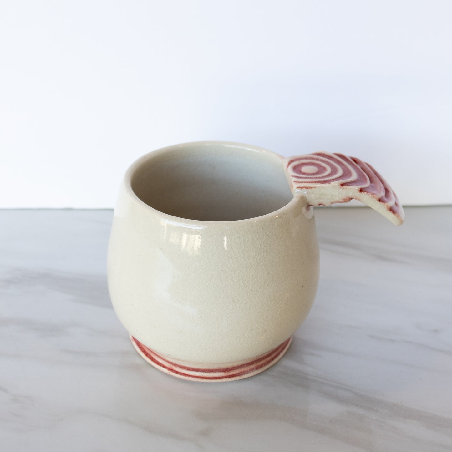 Louise Schollaert - Red and White Cup with Textured Handle