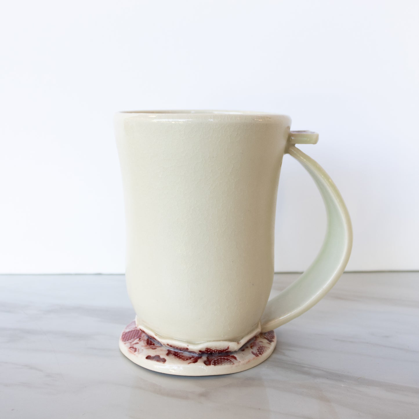 Louise Schollaert - Cup with White and Red Textured Handle