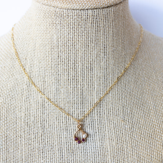 Orchid Moon - Figaro, Ruby, and Pearl Necklace