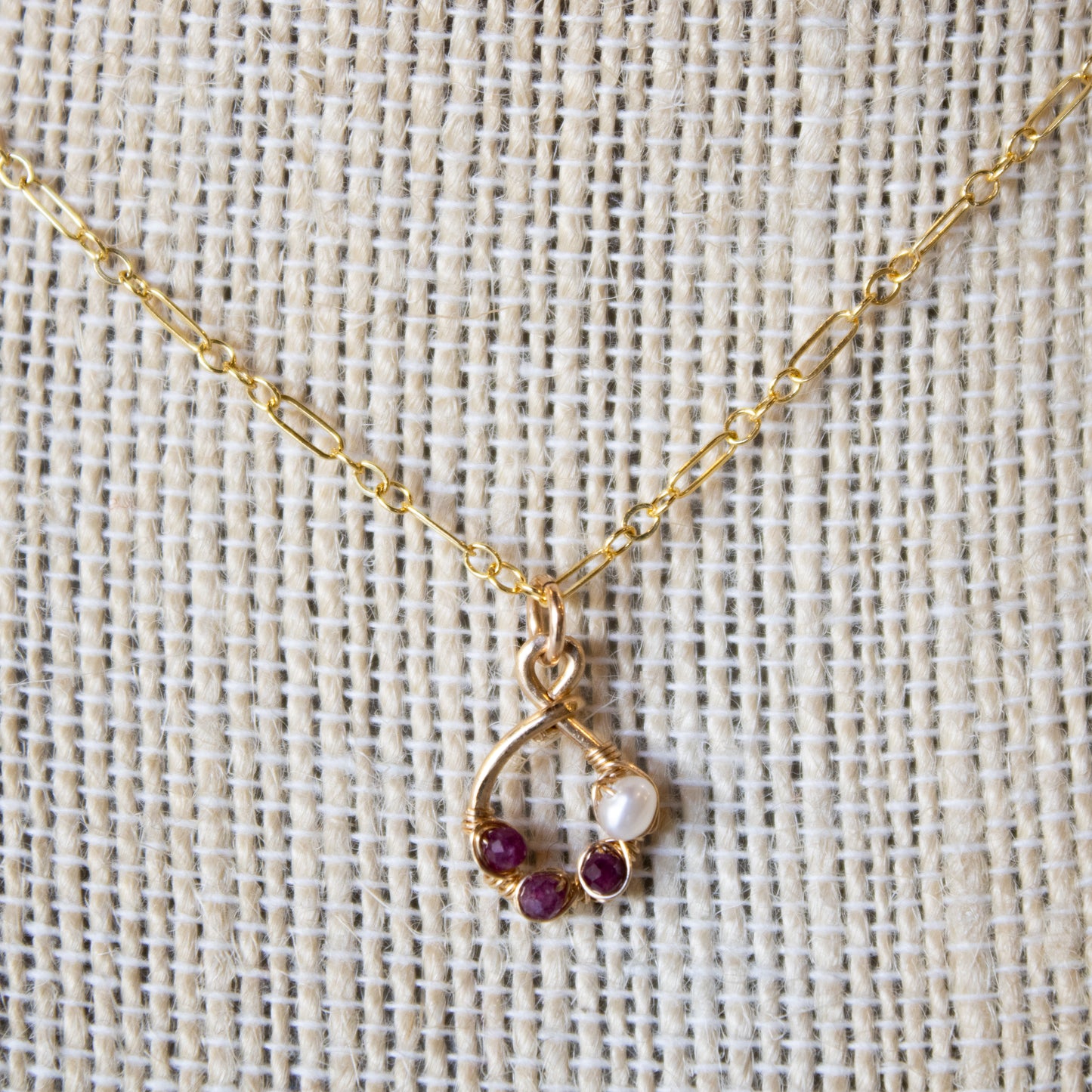 Orchid Moon - Figaro, Ruby, and Pearl Necklace