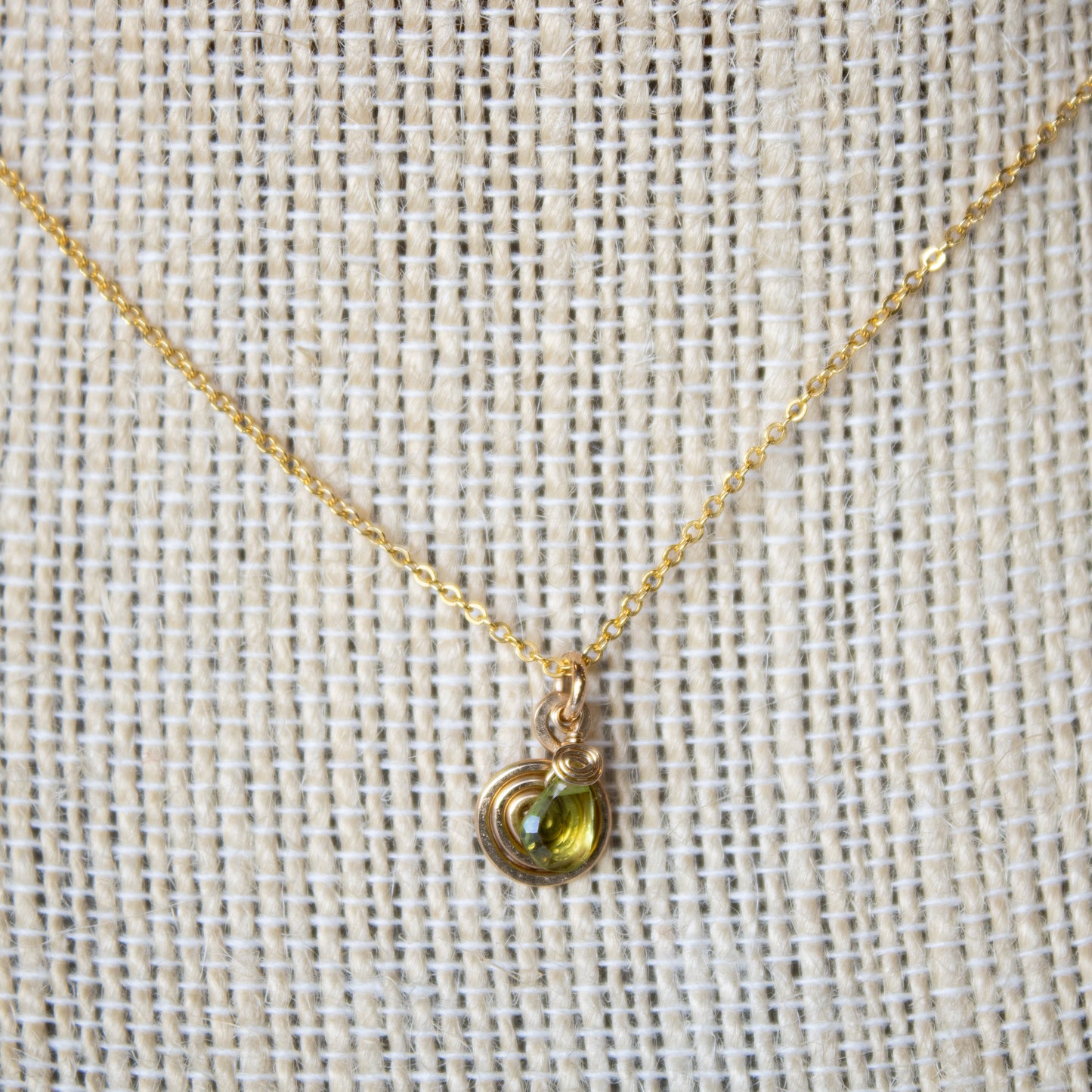 Orchid Moon - Peridot Spiral Necklace