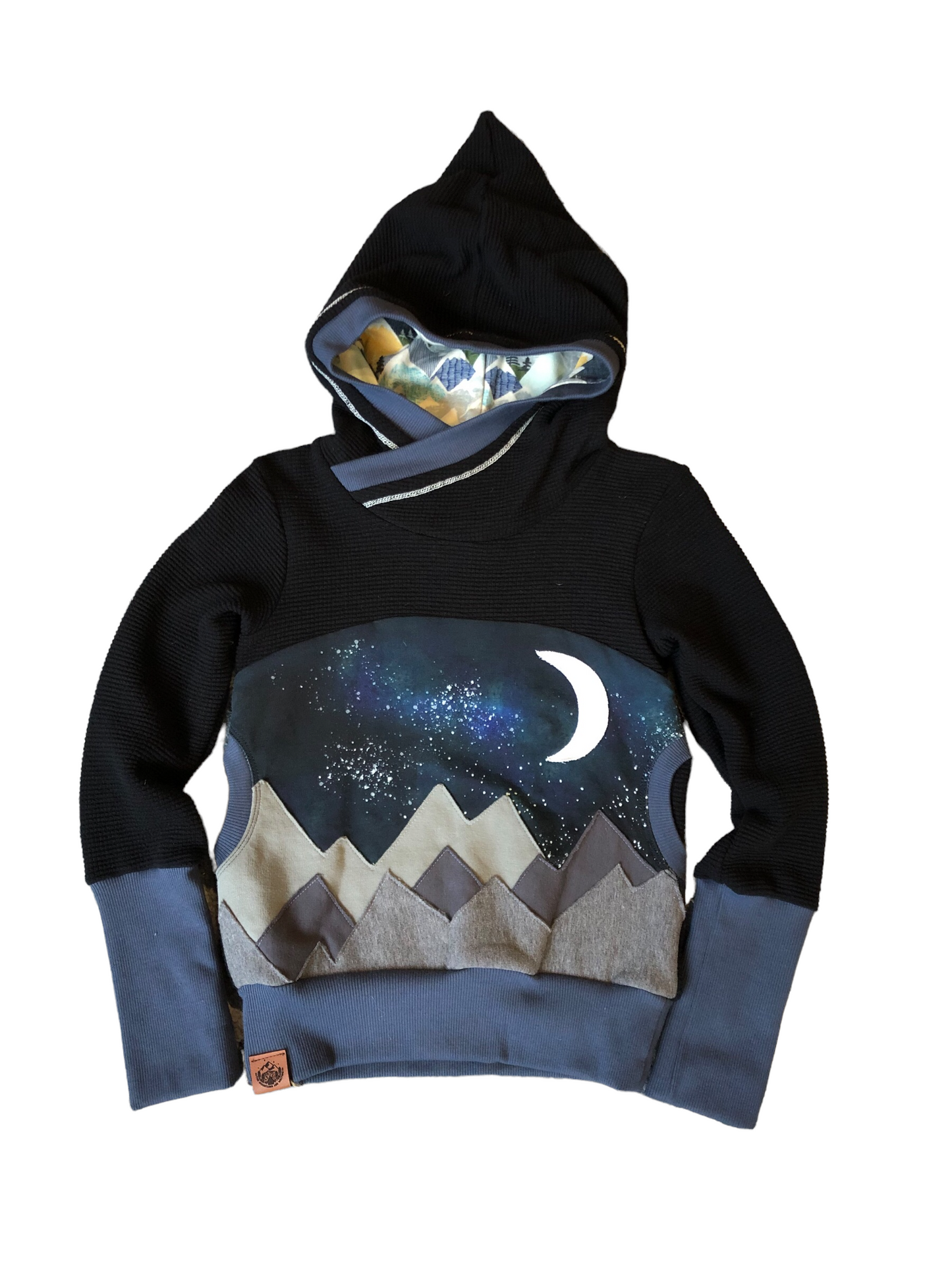 SOME Threads - Kids Moonlight Mountains on Black Waffle Hoodie
