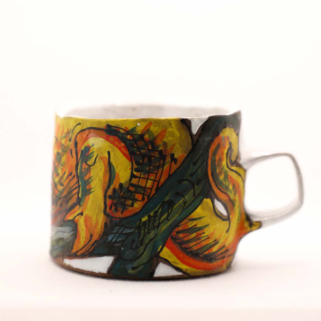 Reinaldo and Maya Collaboration - 7 White Chameleon Hand Built Mug