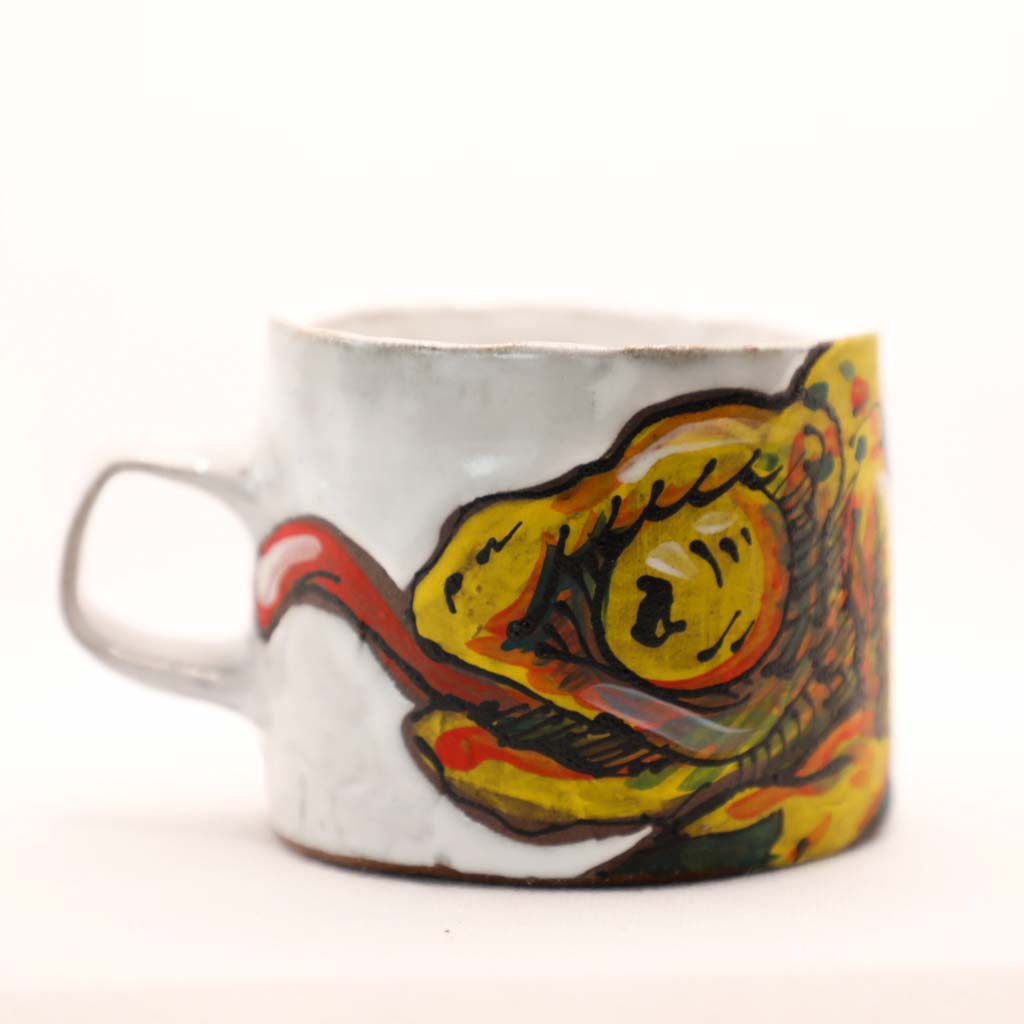 Reinaldo and Maya Collaboration - 7 White Chameleon Hand Built Mug