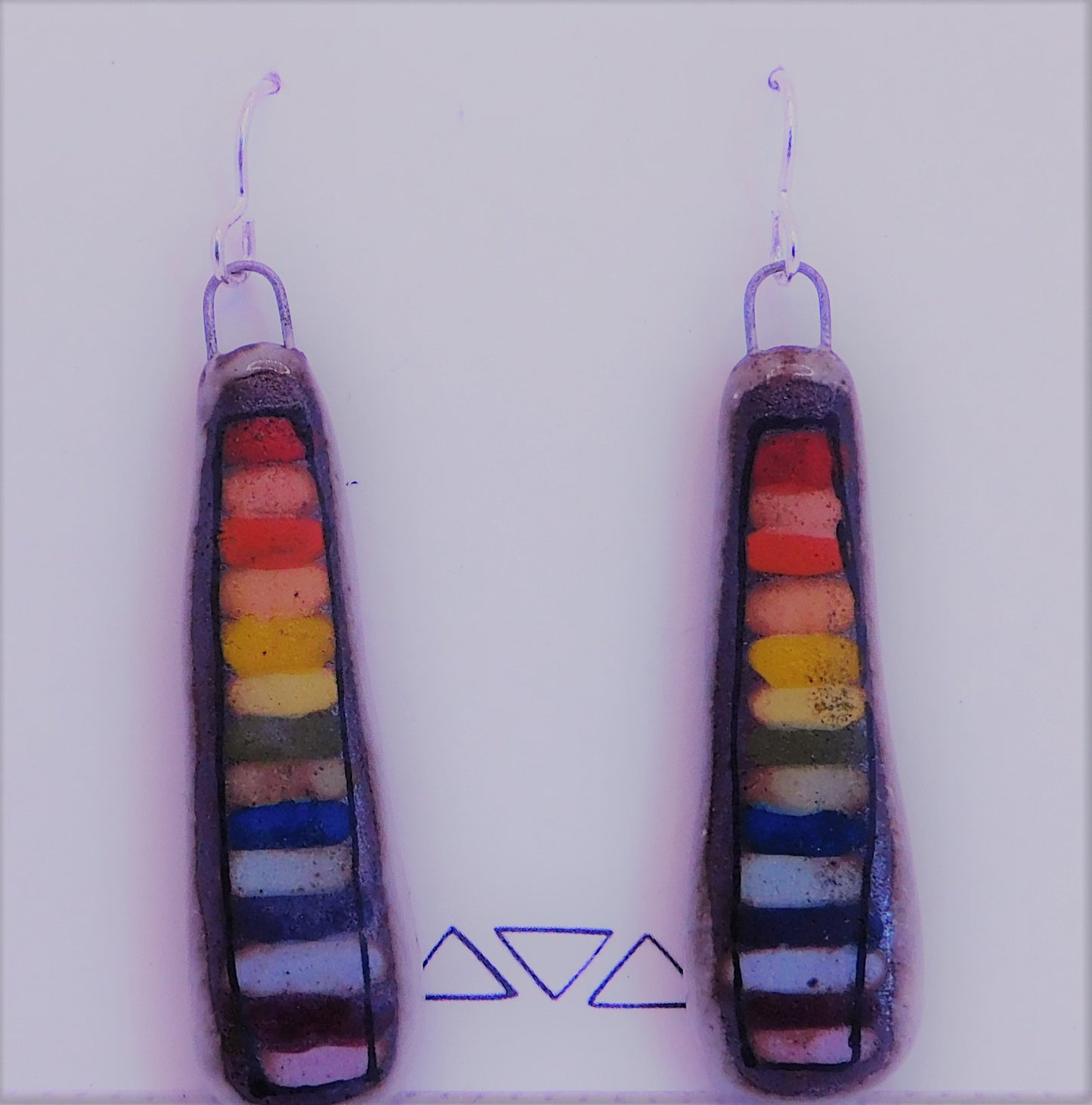 Maya Rumsey - Long Dangly Glazed Rainbow Earrings