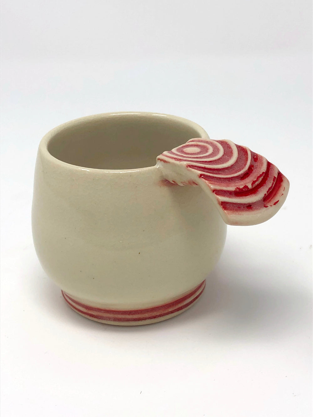 Louise Schollaert - Red and White Cup with Textured Handle