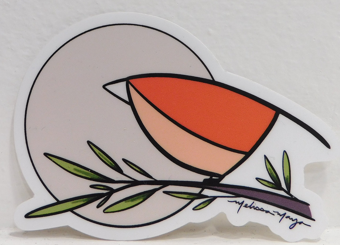 Maya Rumsey - Red Bird with Moon Sticker